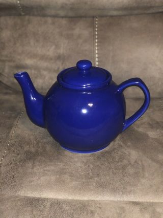 Vintage Dark Crown Stoneware Teapot With Lid Tea Server In Cobalt Blue Vgc
