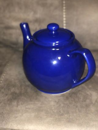Vintage Dark Crown Stoneware Teapot with Lid Tea Server in Cobalt Blue VGC 2