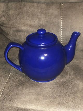 Vintage Dark Crown Stoneware Teapot with Lid Tea Server in Cobalt Blue VGC 3