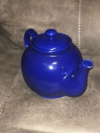 Vintage Dark Crown Stoneware Teapot with Lid Tea Server in Cobalt Blue VGC 4