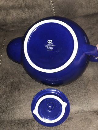 Vintage Dark Crown Stoneware Teapot with Lid Tea Server in Cobalt Blue VGC 7