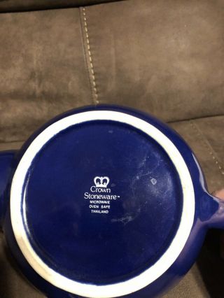 Vintage Dark Crown Stoneware Teapot with Lid Tea Server in Cobalt Blue VGC 8