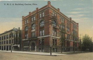 Vintage Old Postcard Ohio Canton Ymca Building Fire Escape Gymnasium Pool Gone