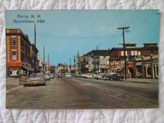 C1950s Looking East On Broadway Derry Hampshire Postcard Spacetown Usa