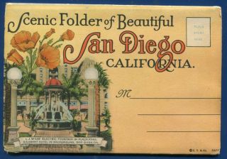 San Diego California Ca Santa Fe Railroad Depot Point Loma Postcard Folder