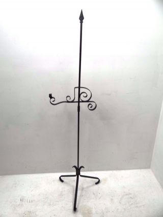 Vintage Wrought Iron Black Spearhead Finial Piece Floor Lamp Rods Base Parts