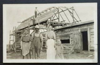 House Or Barn In The Process Of Being Built - Pre - 1915 Photo Postcard Rppc (ej)