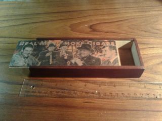Little Vintage Wooden Cigar Box,  Jfk,  Churchill,  Sinatra " Real Men Smoke Cigars "