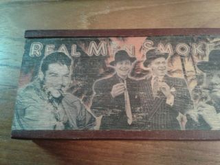 Little vintage wooden cigar box,  JFK,  Churchill,  Sinatra 