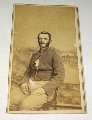 Rare Antique American Civil War Union Soldier,  Shell Jacket Tennessee CDV Photo 2