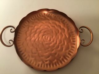 Gregorian Solid Copper 11.  5” Tray Paul Revere Pattern Usa With Handles