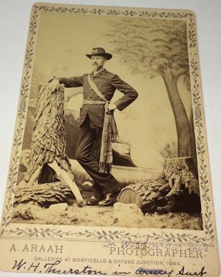 Rare Antique American Civil War & Indian Wars 7th Cavalry Vet Cabinet Photo Iowa