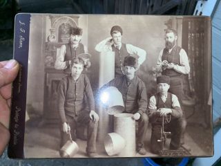 Antique Canada Occupational Cabinet Photograph Duct Workers By J.  E.  Rowe 7x10 In