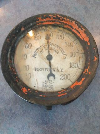 Vintage Automatic Sprinkler Co.  Brass Water Pressure Gauge York Steampunk