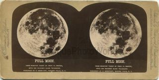Full Moon Rare Antique Science Astronomy Stereo View Sv Photo