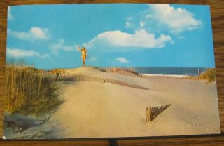 Vintage Pc Postcard Mountain Sand Dunes & Water Outer Banks North Carolina Nc