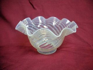 Old Vaseline Opalescent Swirl Art Glass Lamp Shade Light Globe 2 1/8” Fitter 2