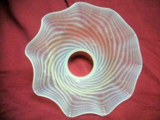Old Vaseline Opalescent Swirl Art Glass Lamp Shade Light Globe 2 1/8” Fitter 3