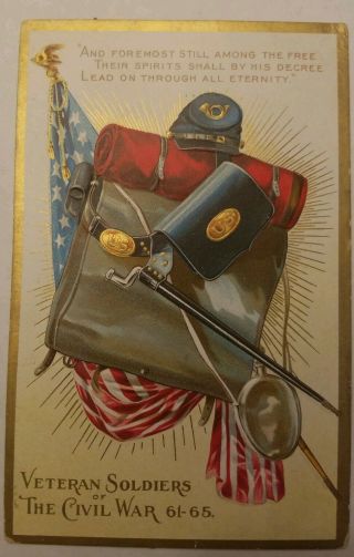 Vintage Decoration Day Circa 1909 Postcard Veteran Soldiers Of The Civil War