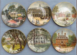 Set Of 6 Different Gorham Southern Landmark Series Collectors Plates