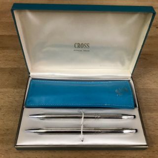 Vintage Cross Sterling Silver Pen Pencil Set W/ Case,