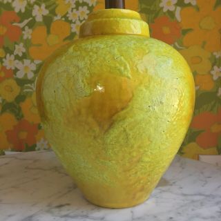 Vintage Lava Glaze Ceramic Pottery Lamp Mid Century Modern Yellow