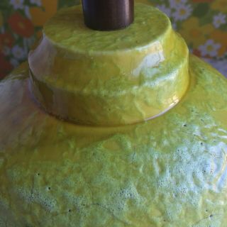 Vintage Lava Glaze Ceramic Pottery Lamp Mid Century Modern Yellow 6