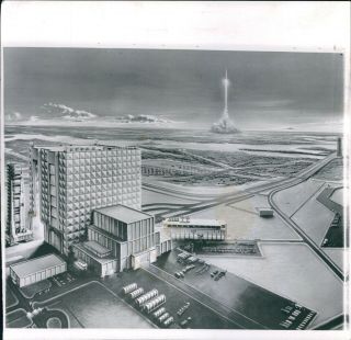 1964 Cape Kennedy Fl Artist Conception Vertical Assembly Building Photo 8x8