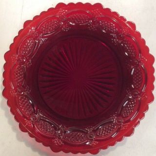 Avon 1876 Cape Cod Ruby Red 7 1/4 " Glass Plate Vintage Preownedkitcen.  Com
