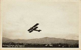 Rutland,  Vt Rppc U.  S.  Army Flying Circus Airplane In Flight May 5,  1919