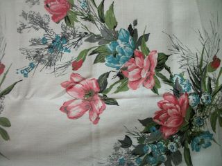 Bark Cloth Material Flower Print Fabric 1.  5 Yards Vintage Mt171