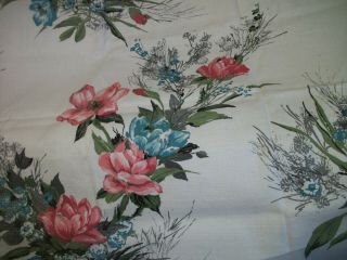 Bark Cloth Material Flower Print Fabric 1.  5 yards Vintage MT171 2