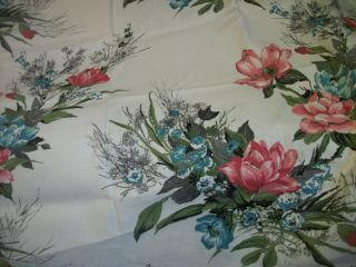 Bark Cloth Material Flower Print Fabric 1.  5 yards Vintage MT171 3