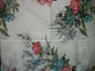 Bark Cloth Material Flower Print Fabric 1.  5 yards Vintage MT171 5