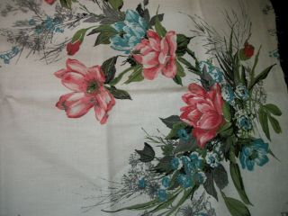 Bark Cloth Material Flower Print Fabric 1.  5 yards Vintage MT171 7