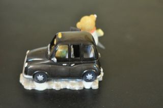 Estate Vintage Collectible Cherished Teddies Figurine Bear in Black Taxi Cab 2