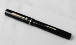 Vintage Black Flat Top Good Service Pen Co Chicago Ill Fountain Pen 14k Gold Nib