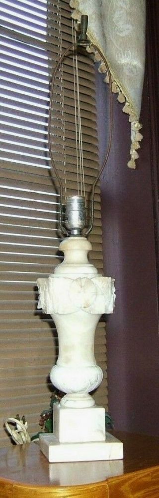 Vintage Marbletable Lamp Alabaster Marble Electric Three Way 29 " Italian Vgc