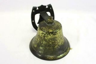 Vintage Bevin Cast Brass Patio Garden Dinner Bell W/ Horseshoe Mount String