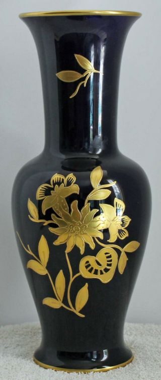 Cobalt & Gold Vase Echt Kobalt Jl Menau Porcelain Gilded 12 - Inch German Made