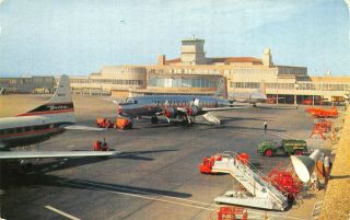 Fort Worth Tx International Airport 1957 Delta & American Airplanes Postcard