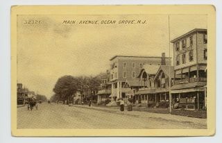 Ocean Grove,  Nj - Scarce Early 1900s Street Scene - Main Ave Stratford Hotel - O