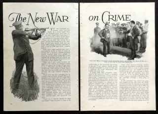 1926 Pictorial " War On Crime " Machine Gun - Armoured Sidecar - Tear Gas -.  38