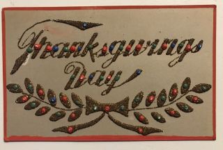 Sparkles & Beads Antique Thanksgiving Day Novelty Postcard - C485