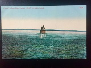 Ny York Fisher’s Island Lighthouse Long Island Sound C 1910