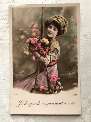 Edwardian Lady Glamour French Fashion Vintage Postcard