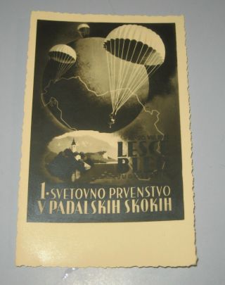 1st World Parachuting Championship Lesce Bled Slovenia Yugoslavia 1951 Postcard