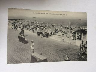 Vintage Postcard,  Boardwalk And Beach,  Manasquan Jersey,  1946