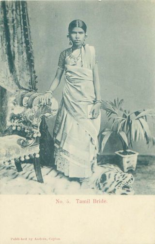Pc India Indian Tamil Wedding Bride Social History / Ethnic C1912