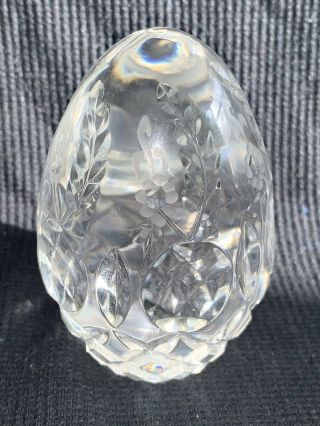 Rogaska Gallia Lead Crystal Egg,  Art Glass,  Floral Etched Paper Weight,  Yugoslavia
